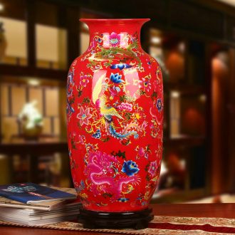 Chinese style household crystal red in extremely good fortune China jingdezhen ceramics handicraft furnishing articles of large vase