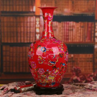 Jingdezhen ceramics Chinese red in extremely good fortune of large vases, classical Chinese style household decoration process