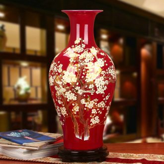 Modern Chinese jingdezhen ceramics 12 xi mei red name plum blossom put pay-per-tweet landing big vase home furnishing articles