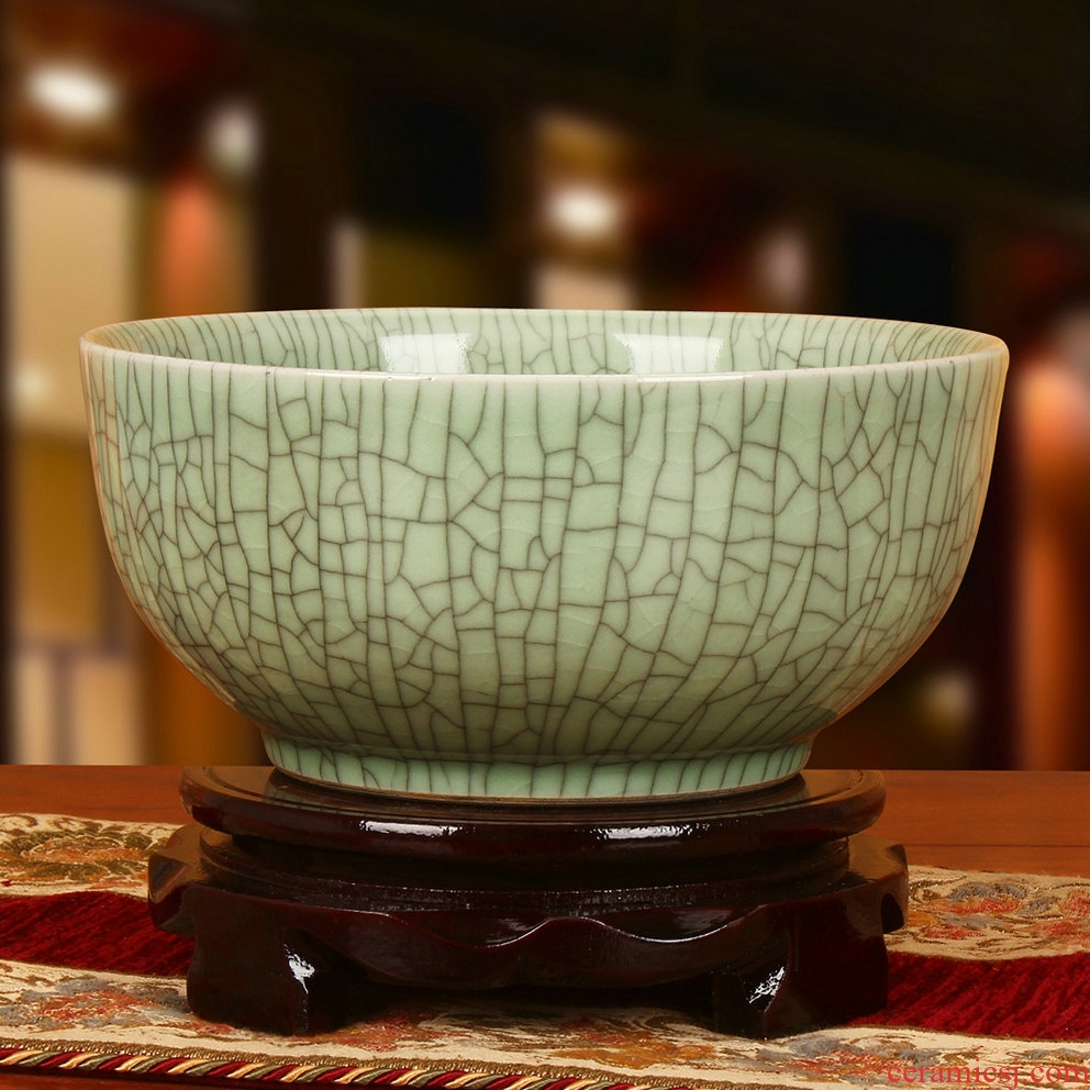 Jingdezhen ceramic antique officer elder brother up with crack open a piece of big bowl of green storage tank can act the role ofing is tasted furnishing articles