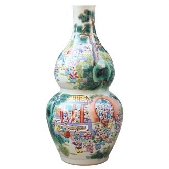 Jingdezhen ceramics hand - made pastel the ancient philosophers figure gourd bottle of large vases, modern classical household living room