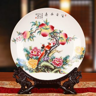 Jingdezhen ceramics pastel peach faceplate hang dish of rural household decoration decoration decoration plate