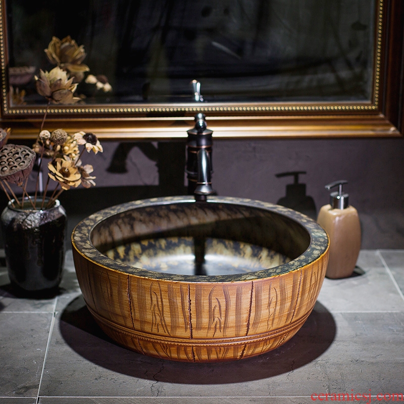 European stage basin round sink basin to restore ancient ways ceramic art basin to wash face basin bathroom sinks