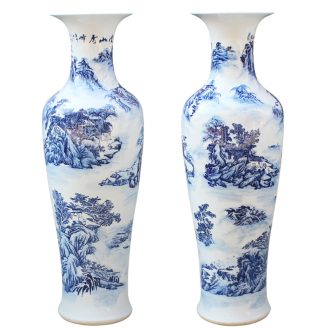 Jingdezhen ceramics hand - made modern blue and white landscape of large vase sitting room hall decoration decorative furnishing articles