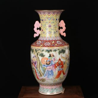 Archaize of jingdezhen ceramics factory goods pastel pretty figure eight large vases, modern Chinese style household crafts