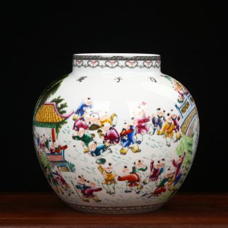 Jingdezhen ceramics antique Ming and the qing dynasties Wang Zhenxi hand - made figure large pot home collection handicraft furnishing articles the ancient philosophers