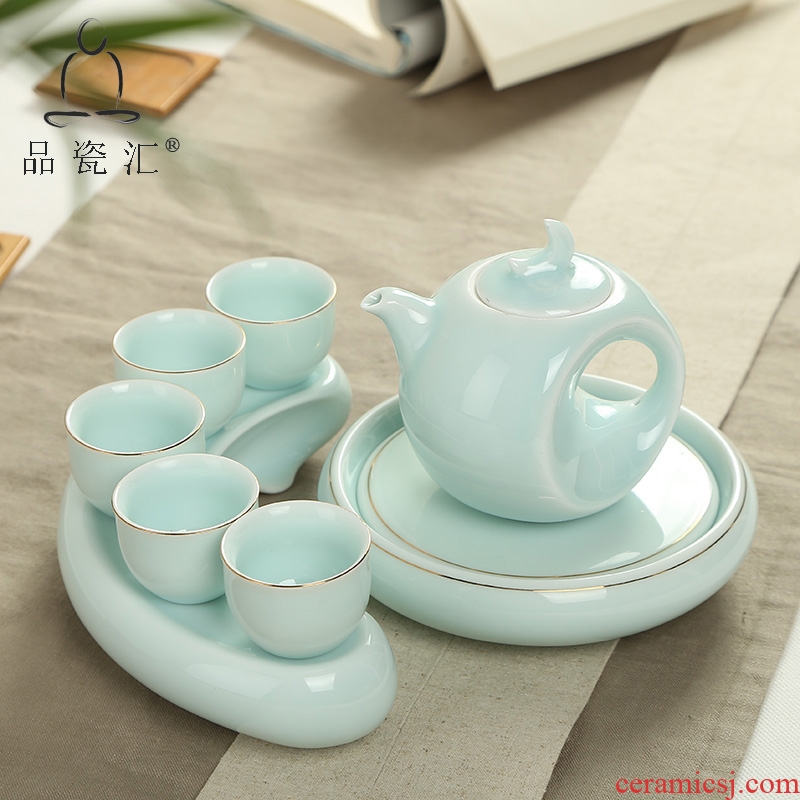 Taste happiness you tea set celadon glaze porcelain sink runs kung fu tea set bearing ceramic teapot tea tea taking