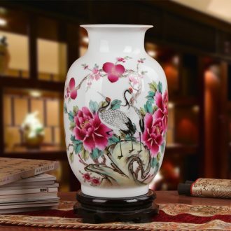 Famous Xia Guoan jingdezhen ceramics vase upscale gift hand famille rose porcelain vase peony pine crane