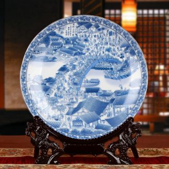 Blue and white porcelain of jingdezhen ceramics tomb - sweeping faceplate hang dish decoration decoration painting decorative plate