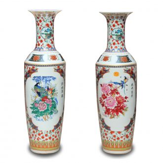 Jingdezhen ceramics powder enamel riches and honor peony flowers and birds landing big vase decorated sitting room adornment is placed in the Ming and the qing dynasties