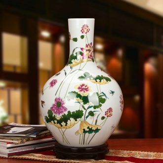 Jingdezhen ceramics powder enamel lotus celestial sphere of large vases, modern rural household crafts are set