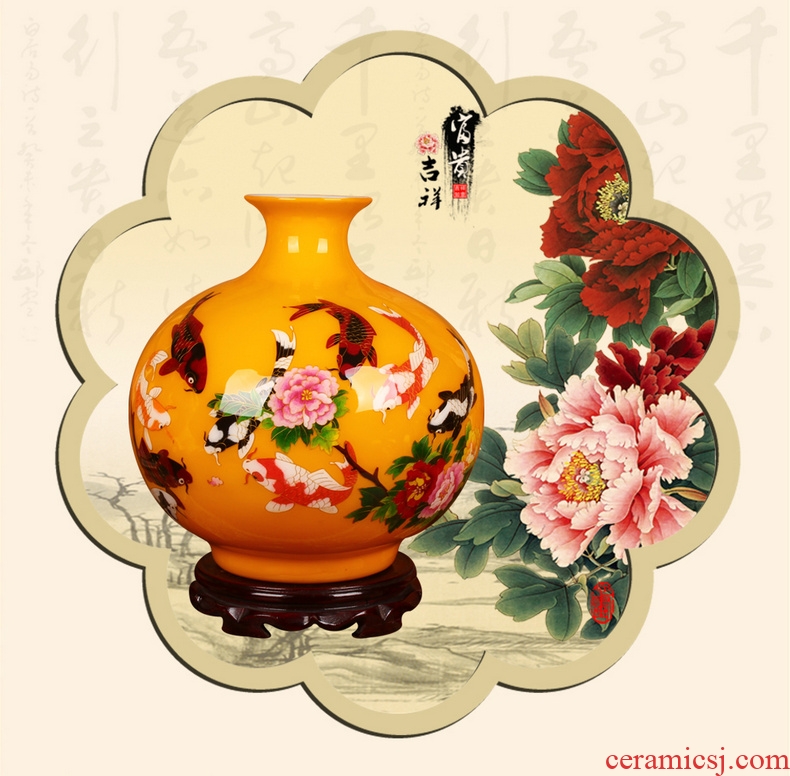 Jingdezhen ceramics high - grade gold fish every year a large vase modern home collection handicraft furnishing articles