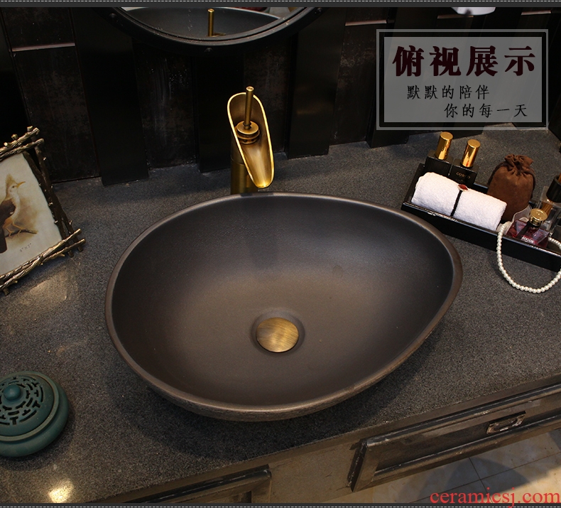 American art basin small oval ceramic basin Chinese style restoring ancient ways the pool that wash a face the stage basin sink creative northern Europe