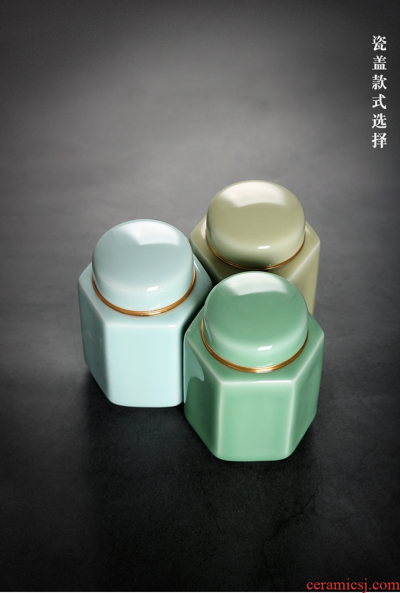 Caddy fixings ceramic seal household storage POTS tea accessories receives POTS sealed storage jar of longquan celadon