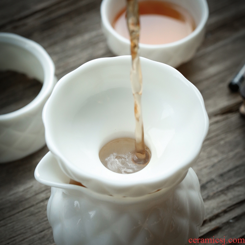 Jade JiaXin dehua porcelain pineapple) tea filter, ceramic tea set filter white porcelain mesh tea strainer