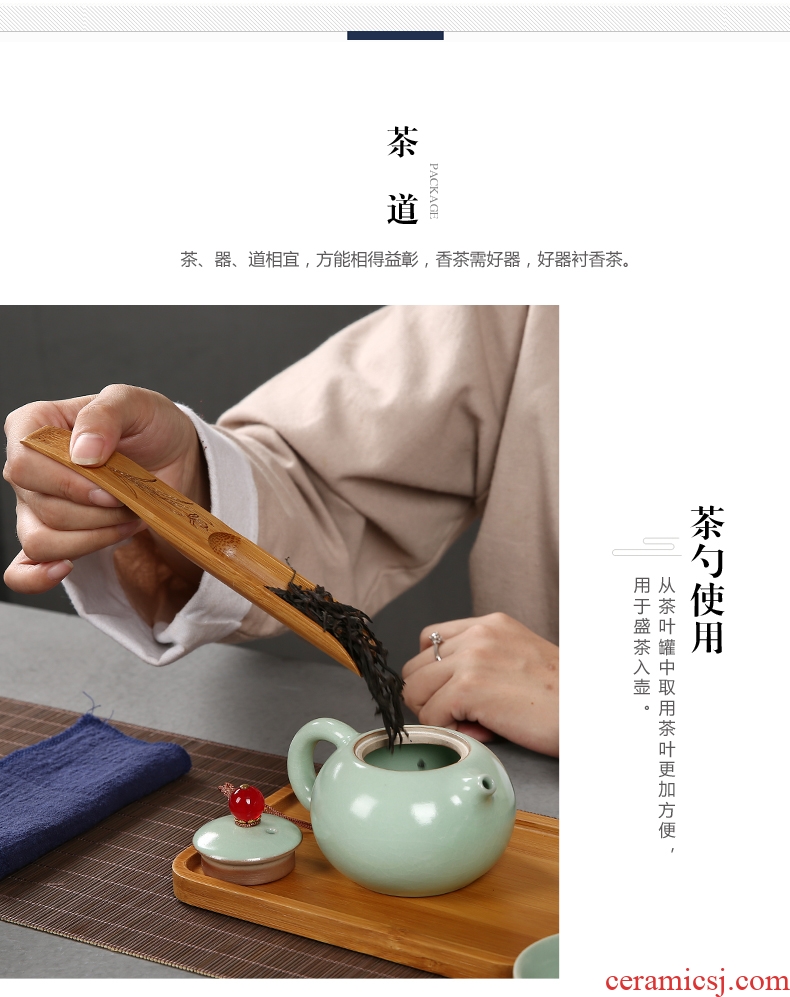 Passes on technique the up bamboo tea six gentleman ceramic kung fu tea set with parts of a complete set of coarse pottery tea art furnishing articles writing brush washer restoring ancient ways
