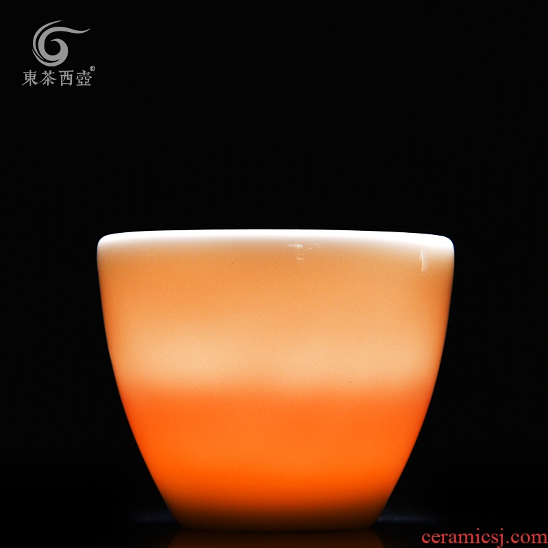 East west tea pot of white porcelain ceramic sample tea cup, pure white cup kung fu tea set single cup white porcelain tea cups in China