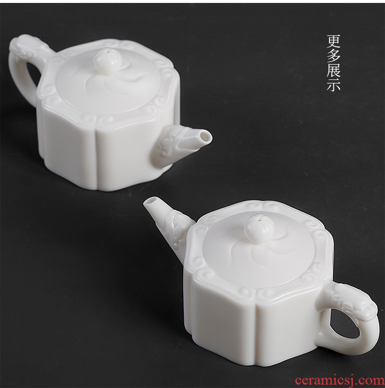 Inferior smooth high - white DE - gen Chen bibcock wishful pot of dehua white porcelain porcelain teapot office teapot ceramic kettle