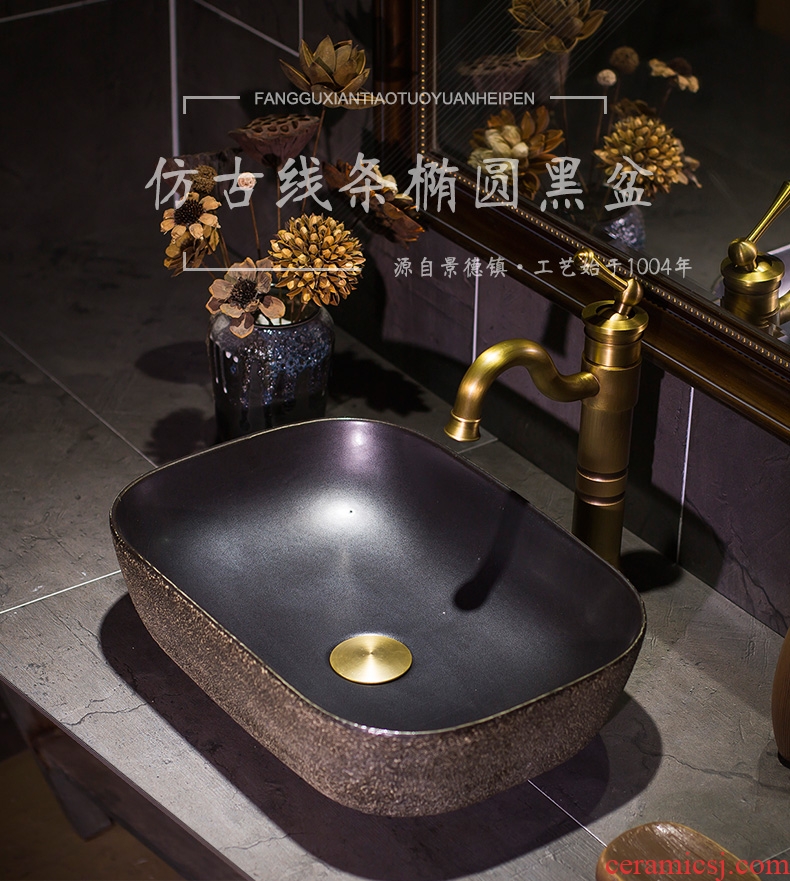 European art stage basin of jingdezhen ceramic lavatory basin restoring ancient ways is archaize basin rectangular basin that wash a face to wash your hands