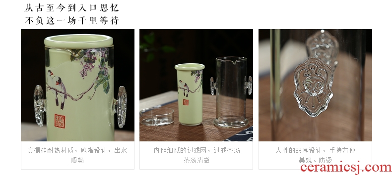 Friend is glass ceramic tea tea with heat - resistant ears tea teapot tea cups, random send a cup