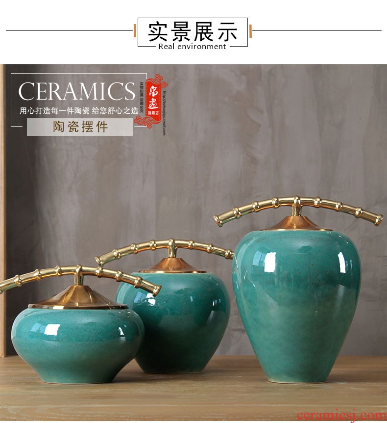 New Chinese style flower furnishing articles creative living room household act the role ofing is tasted European furnishing articles decoration metal fittings ceramic arts and crafts