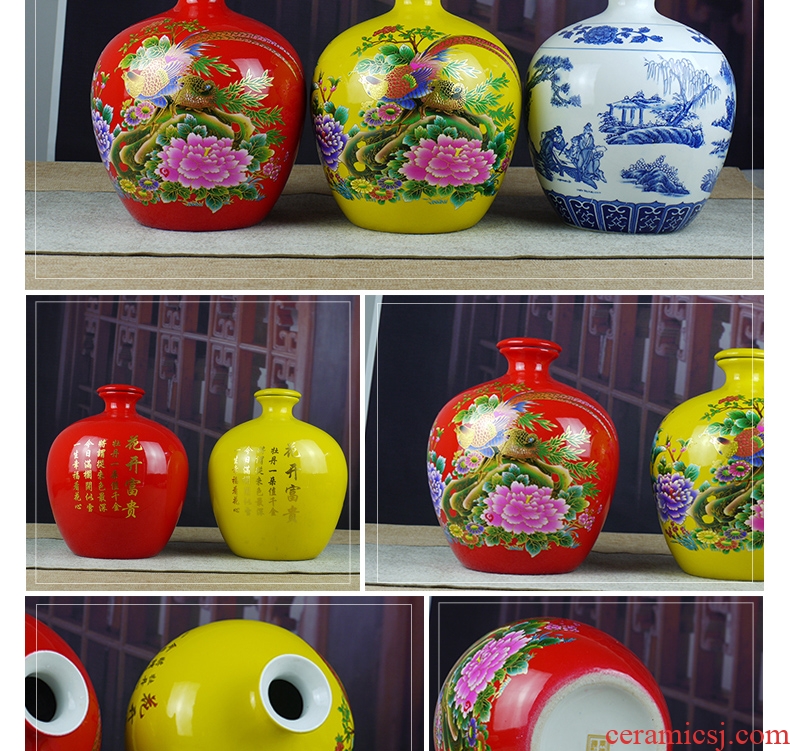 Jingdezhen ceramic jars 5 jins of 10 jins to ceramic bottle of liquor altar empty bottle sealed jar of wine jugs