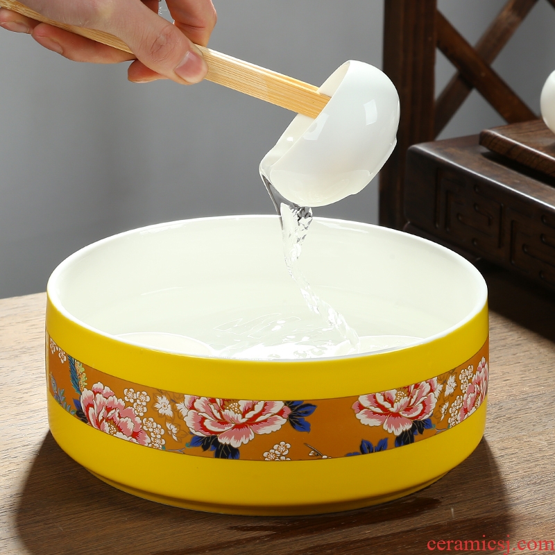 Friend is ceramic tea wash with cover large bowl writing brush washer puer tea cake caddy fixings kung fu tea tea accessories