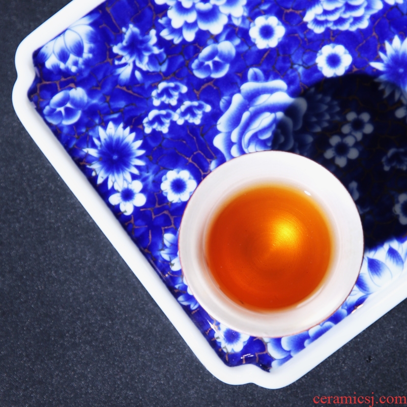 The Product of jingdezhen porcelain remit ji blue glaze tasted silver gilding ceramic cup warm hand cup sample tea cup individual CPU master CPU