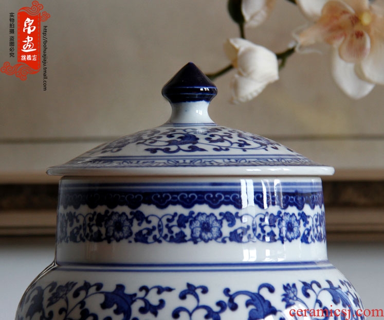 Jingdezhen blue and white porcelain tea pot of tea cake box primitive simplicity decoration household ceramics creative tea ware porcelain