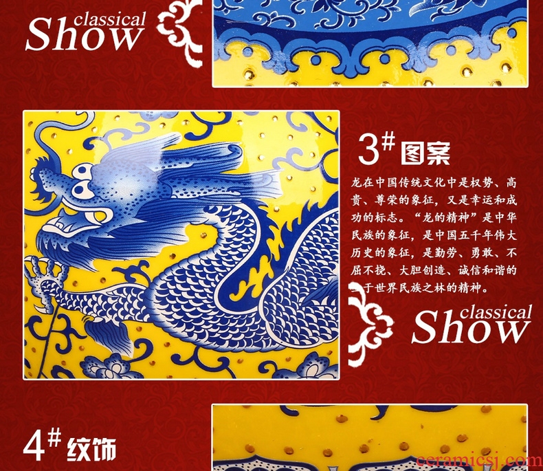Jingdezhen ceramics high - grade enamel see colour yellow DeJin blue pearl dragon bottle of I and contracted household adornment furnishing articles