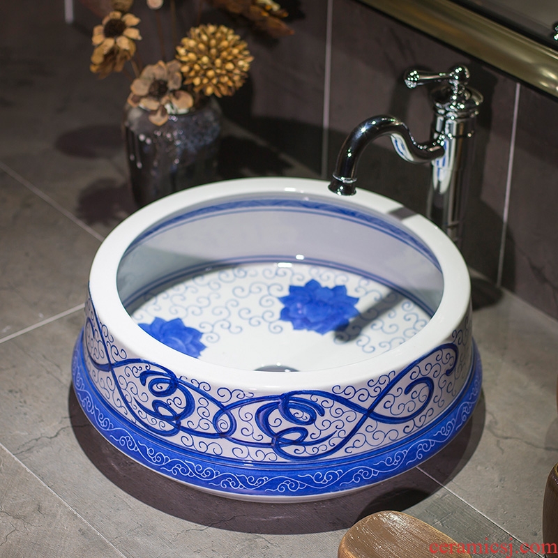 Ceramic art on the Chinese blue and white porcelain basin basin basin that wash a face to wash your hands the lavatory archaize bath home balcony