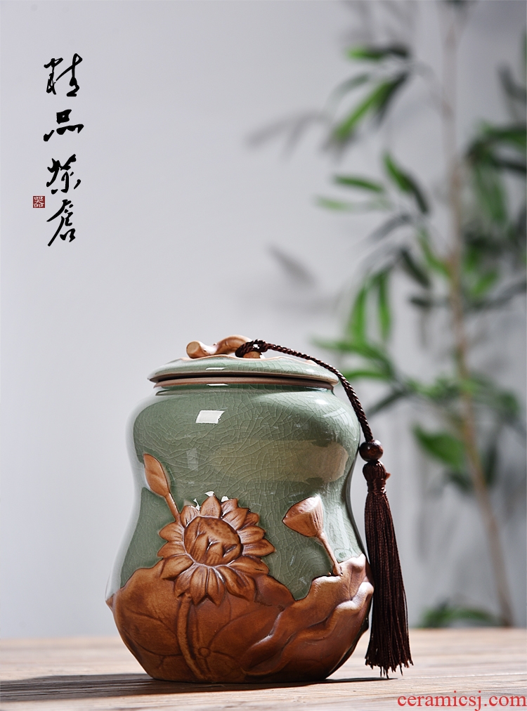 Elder brother up with ceramic your up with violet arenaceous caddy fixings gourd large coarse pottery seal storage tanks boxes puer tea