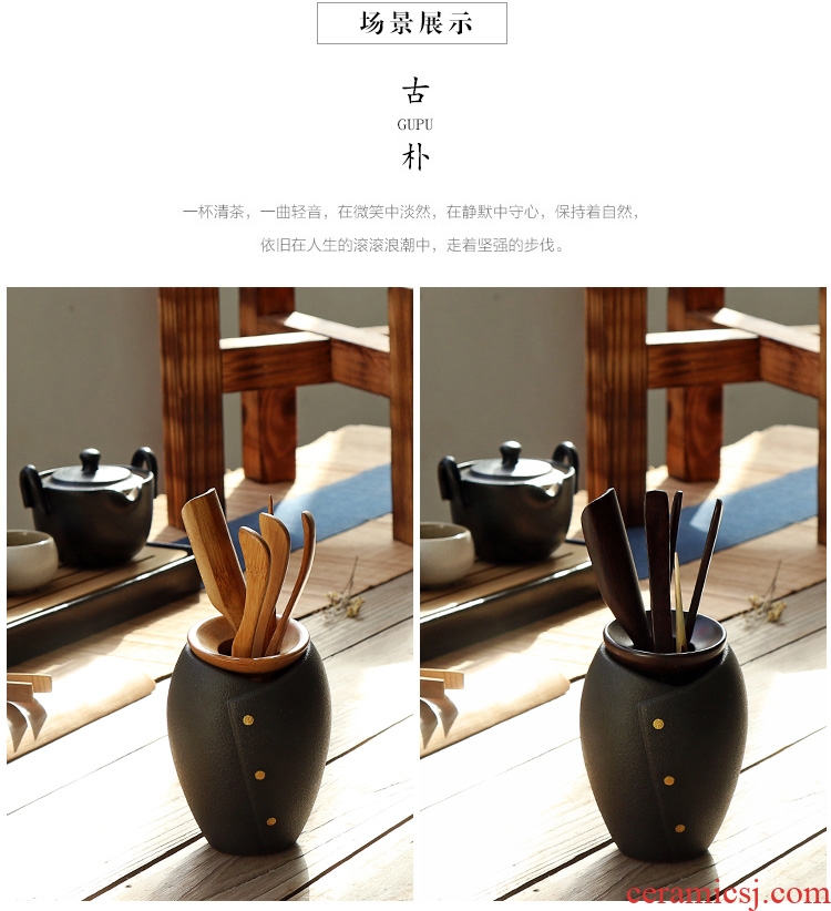 Chen xiang ceramic tea six gentleman kung fu tea sets accessories ChaGa black TanMengZong bamboo tea taking
