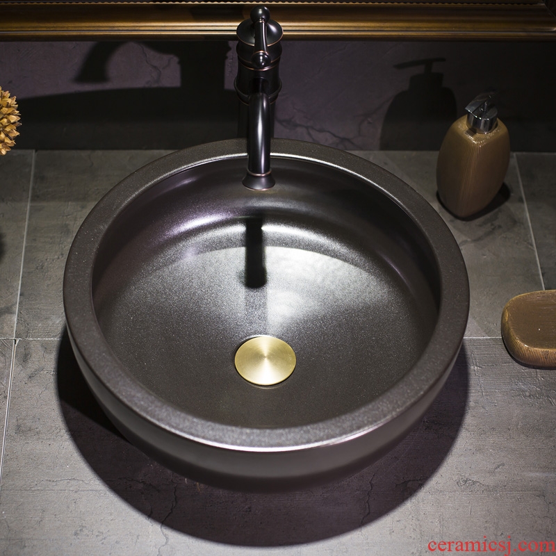 Black antique metal glaze art stage basin sink toilet bowl lavatory household ceramic wash basin