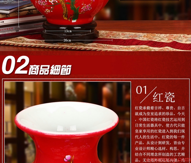 The upscale crystal glaze China jingdezhen ceramics beaming pomegranate red ball vase Chinese style household furnishing articles