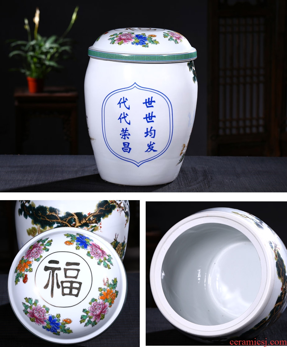 Jingdezhen ceramic urn burial articles large double cover ceramic cinerary urn burial removal tank of ashes