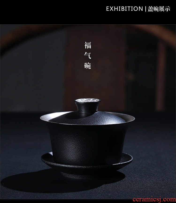 Tasted silver glaze porcelain remit blessing tureen tea sets ceramic three bowl not gift kung fu tea cups