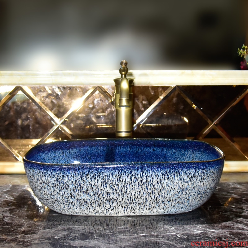 Square ceramic lavatory toilet stage basin household basin simple art basin continental on the sink