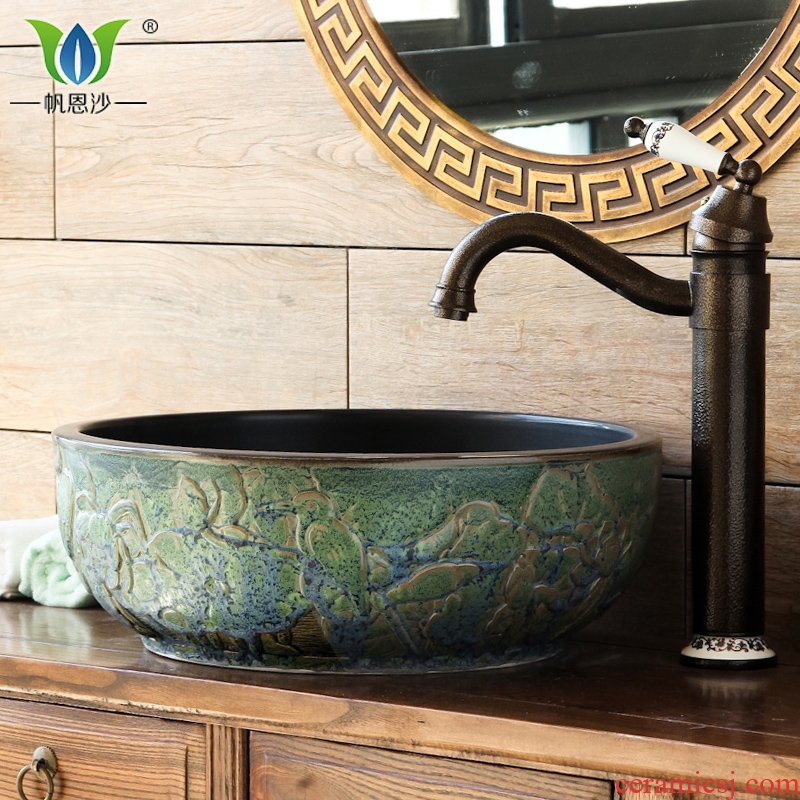 Stage basin restoring ancient ways round sink dish basin washing bowl lavatory toilet European ceramic art basin
