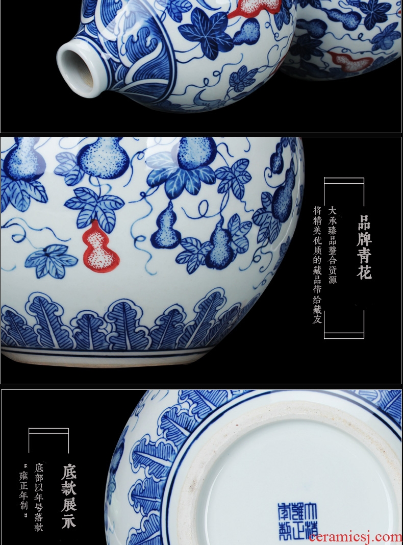 Chinese antique hand - made porcelain of jingdezhen ceramics youligong gourd vase size countertops furnishing articles of handicraft