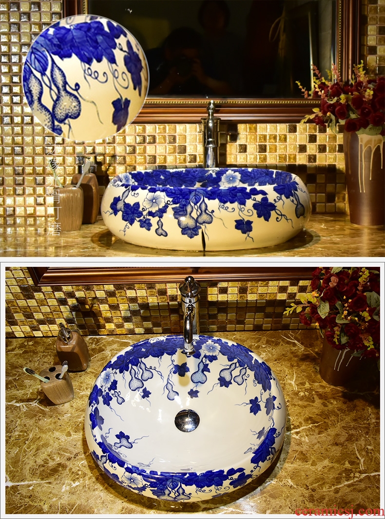 European ceramic lavabo blue and white sink toilet stage basin of the oval art basin bathroom sinks