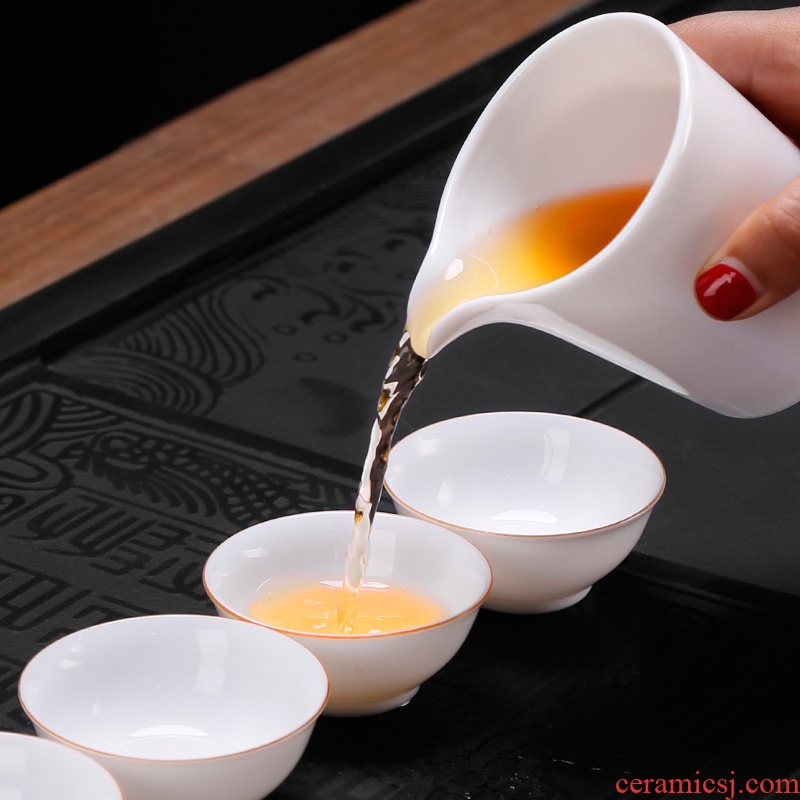 High white porcelain kung fu tea set the teapot teacup ceramic tureen home office of a complete set of dehua white porcelain gift box
