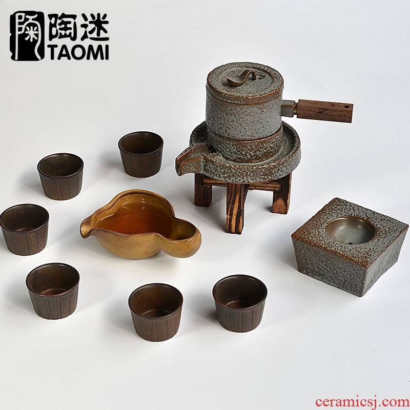 Tao fan coarse pottery stone mill semi automatic kung fu tea sets tea tray ceramic dry terms package mail of a complete set of restoring ancient ways