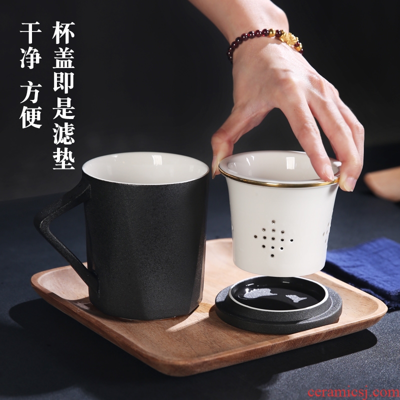 The Product porcelain sink ceramic filter with cover glass office doing mercifully tea cup dish household scented tea of black ceramic cup