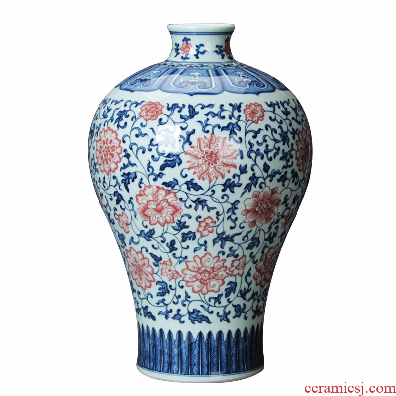 Jingdezhen ceramics vase high - grade hand - made porcelain youligong tangled branches name plum bottle of Chinese handicraft collection