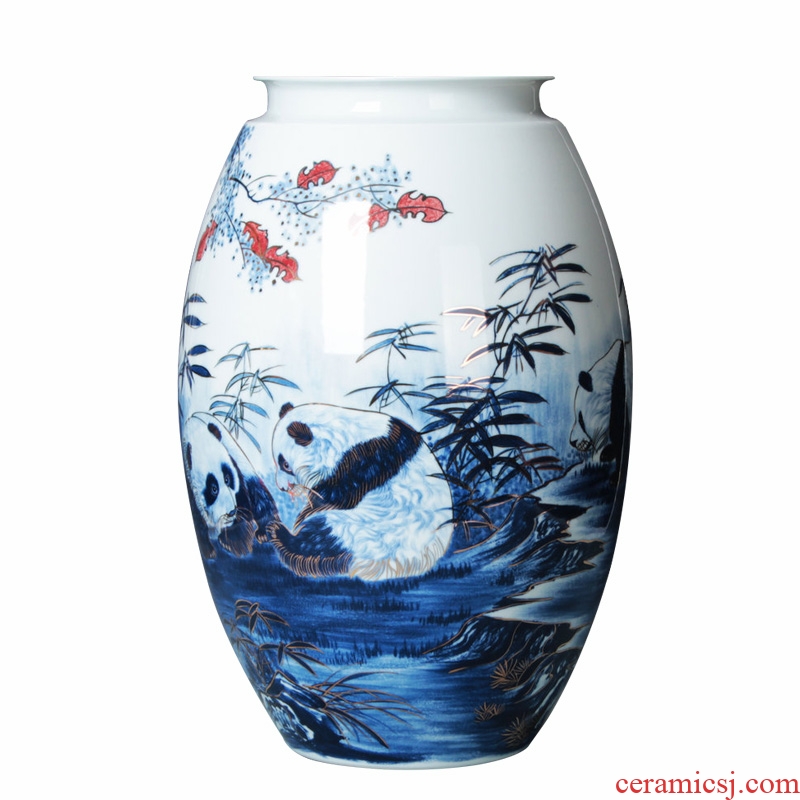 The see colour blue and white porcelain of jingdezhen ceramics vase please auspicious sambo, vases, modern Chinese style household decoration