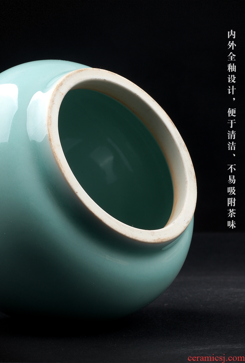 Tea pu 'er Tea as cans ceramic metal portable household longquan celadon seal tin can large chicken wings wood Tea warehouse