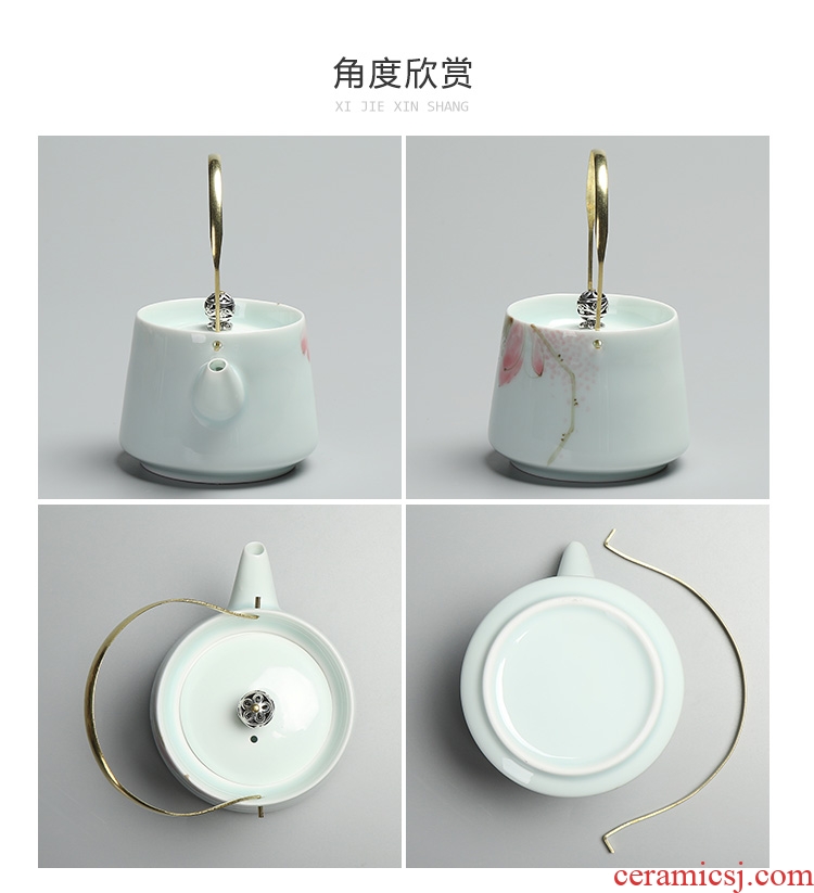 Chen xiang hand - made jingdezhen ceramic teapot manual single pot of girder pot teapot kung fu tea set filter pot