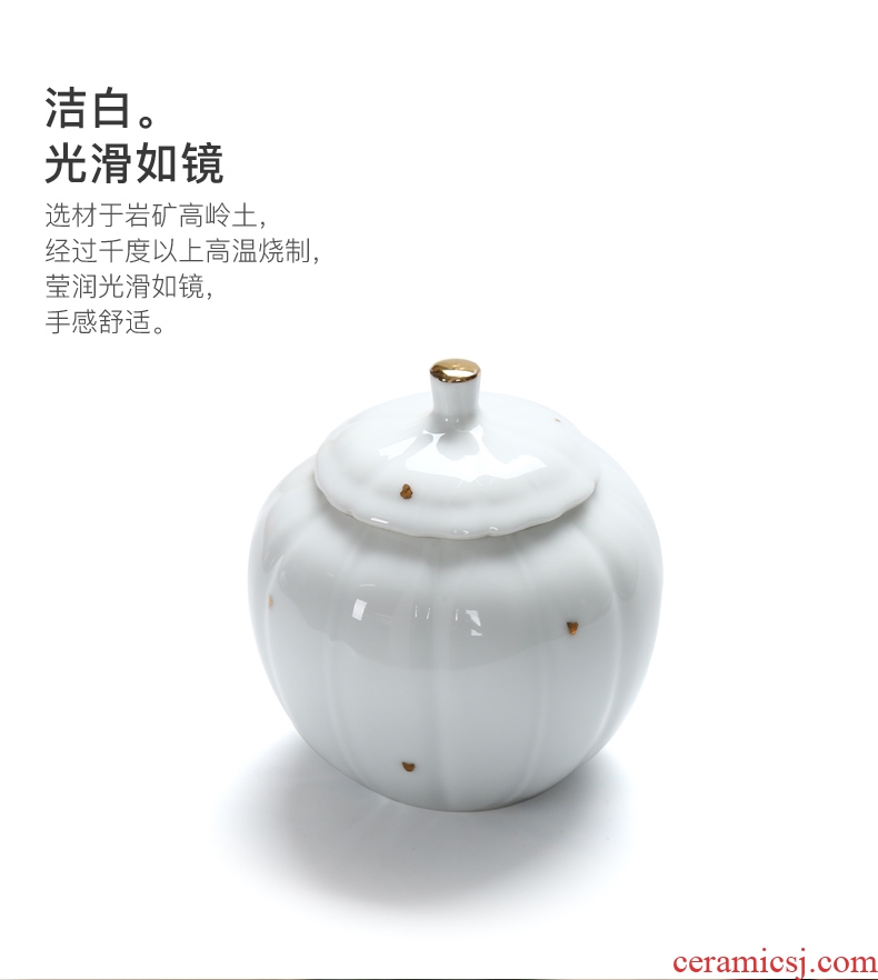 Talk of dehua white porcelain porcelain jade seal tinned black tea caddy fixings ceramic small mini portable tank container