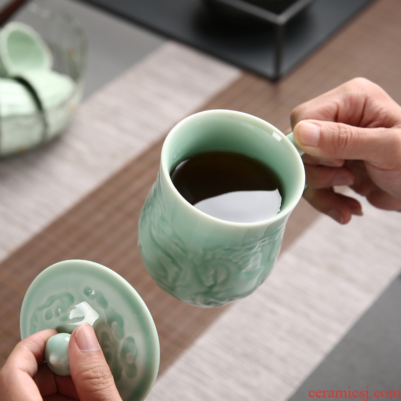 Passes on technique the up celadon office meeting personal ceramic tea cup with cover filter household gifts tea cups